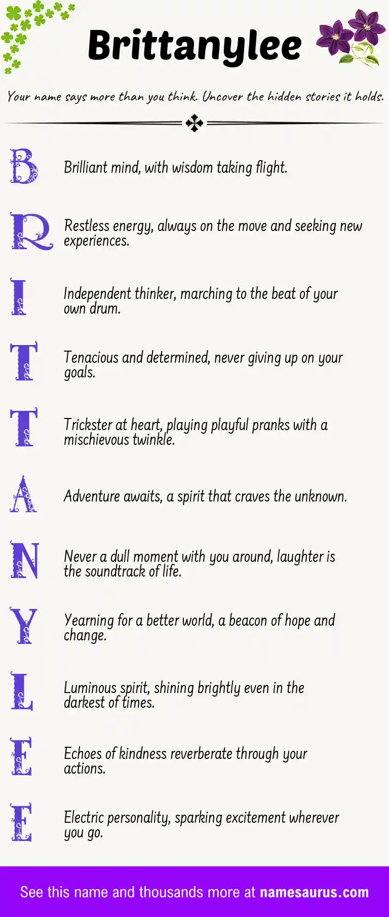 Acrostic poem about Brittanylee.