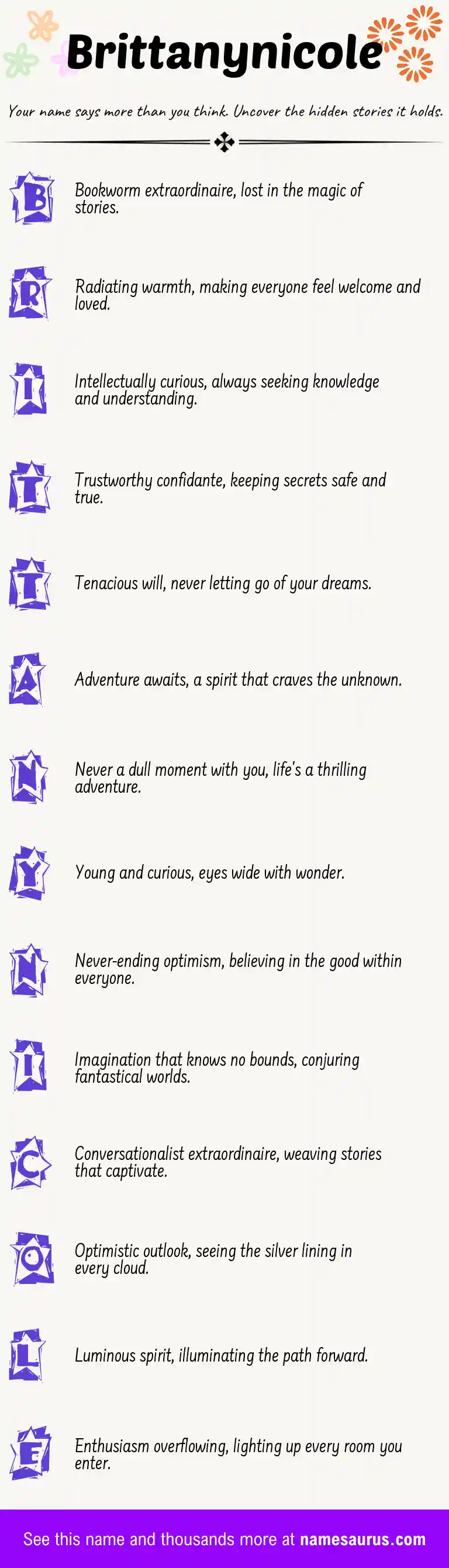 Acrostic poem about Brittanynicole.
