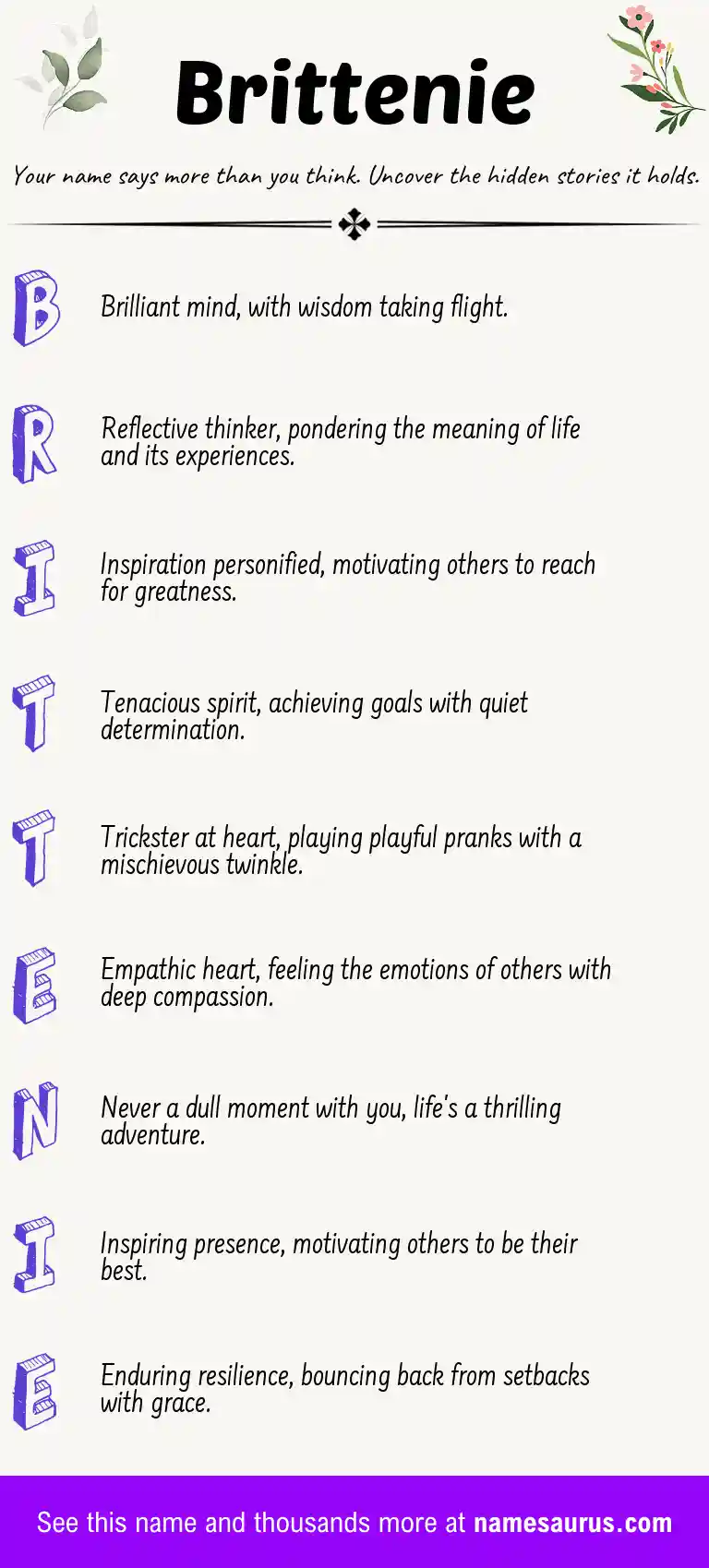 Acrostic poem about Brittenie.