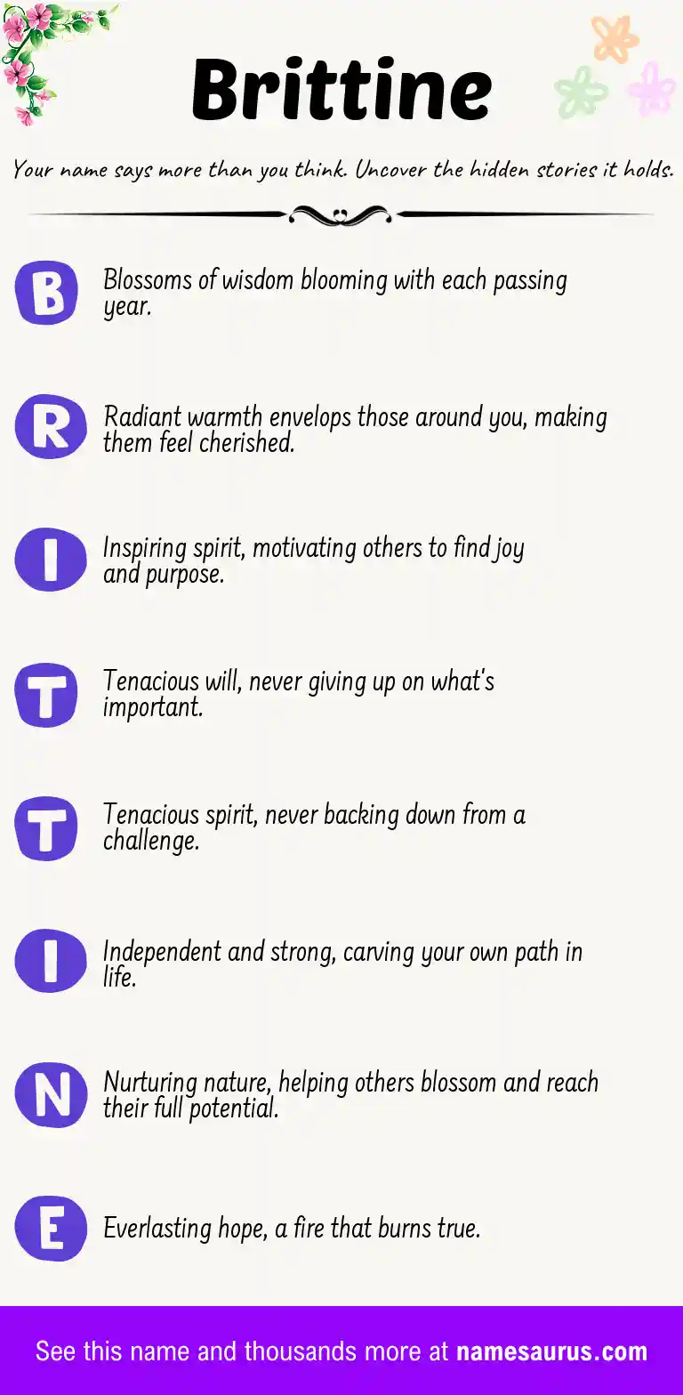 Acrostic poem about Brittine.