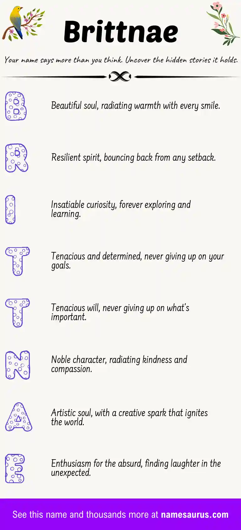 Acrostic poem about Brittnae.