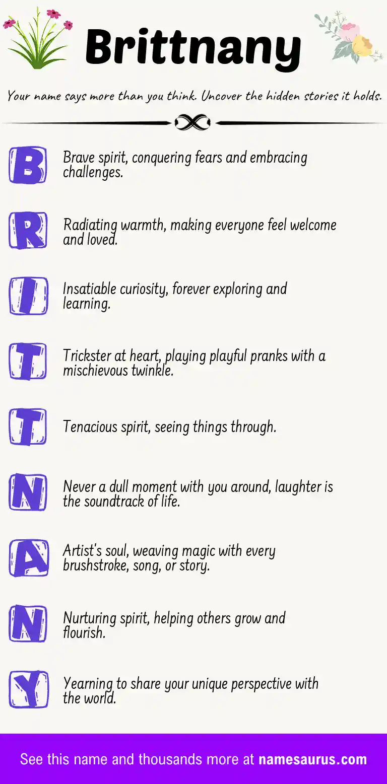 Acrostic poem about Brittnany.