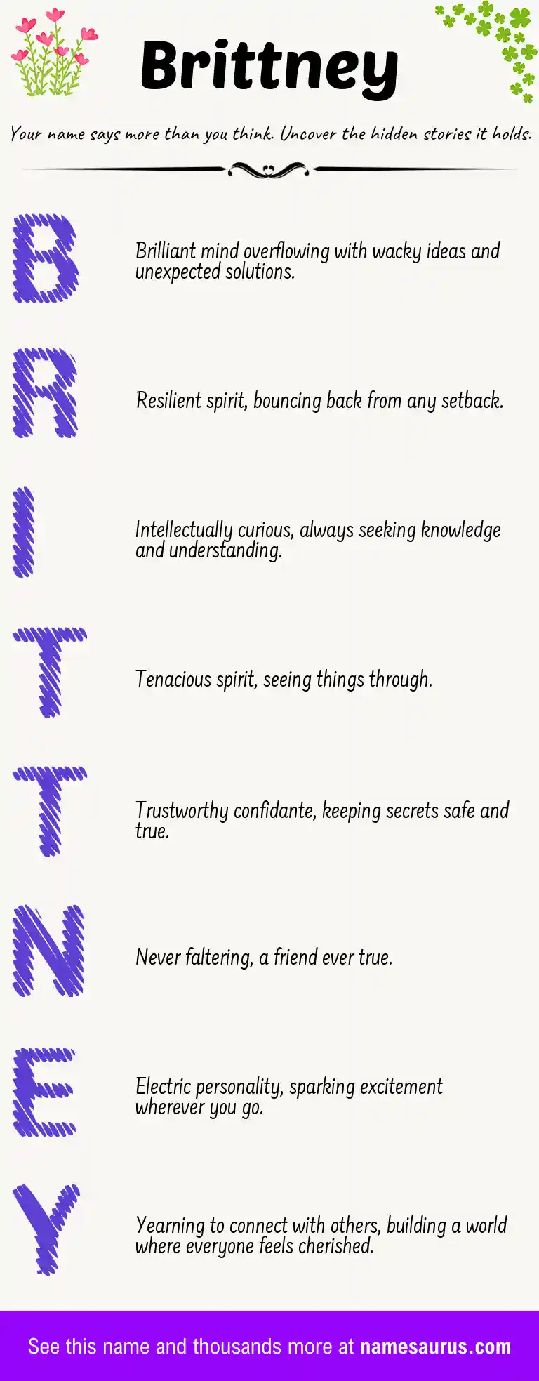 Acrostic poem about Brittney.