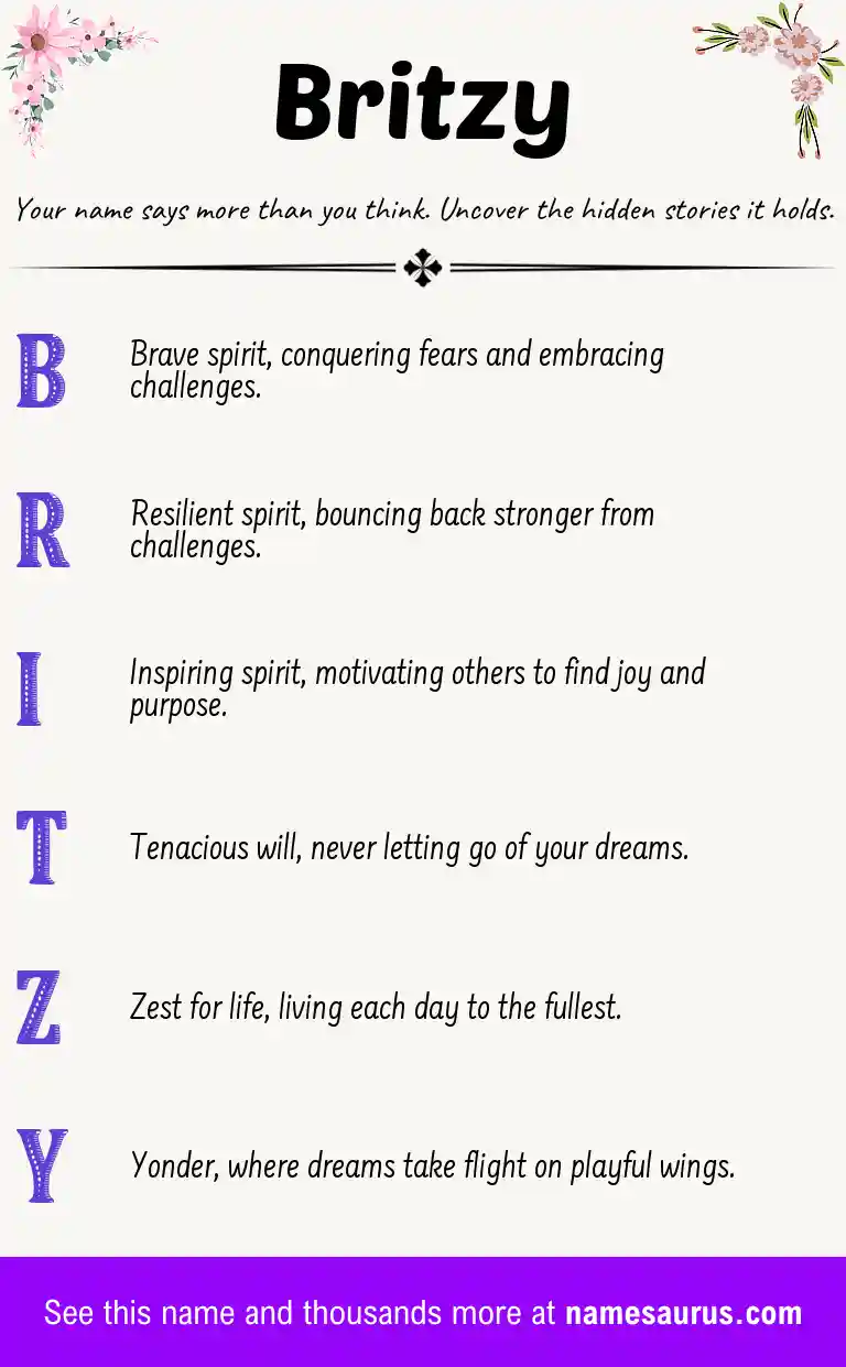 Acrostic poem about Britzy.