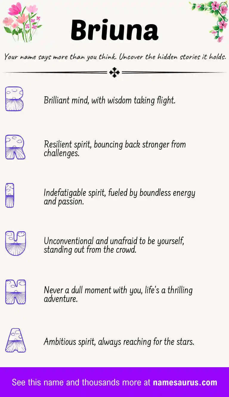 Acrostic poem about Briuna.
