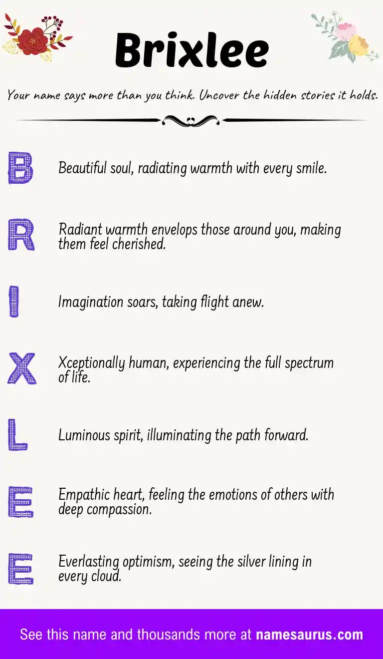 Acrostic poem about Brixlee.