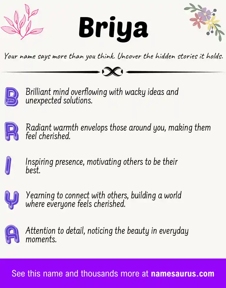Acrostic poem about Briya.