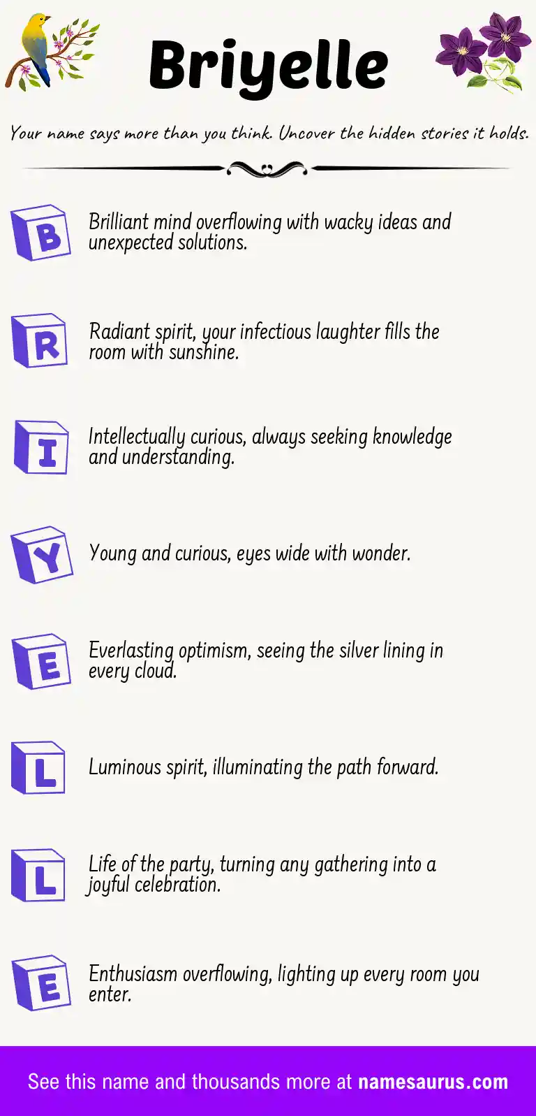 Acrostic poem about Briyelle.