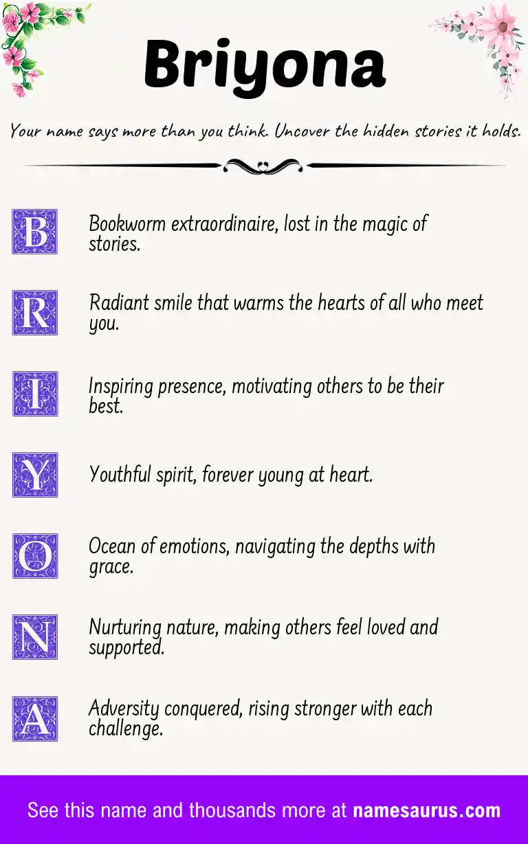 Acrostic poem about Briyona.