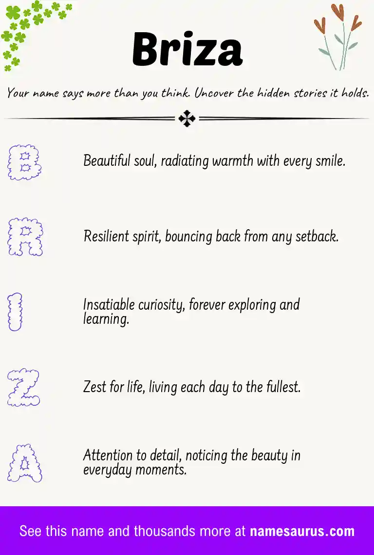 Acrostic poem about Briza.