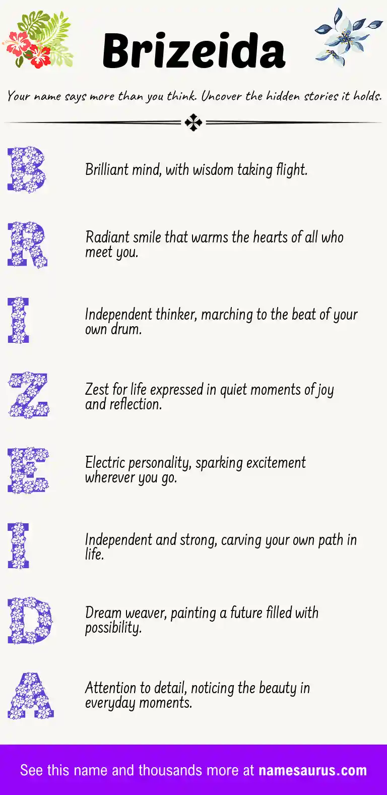 Acrostic poem about Brizeida.
