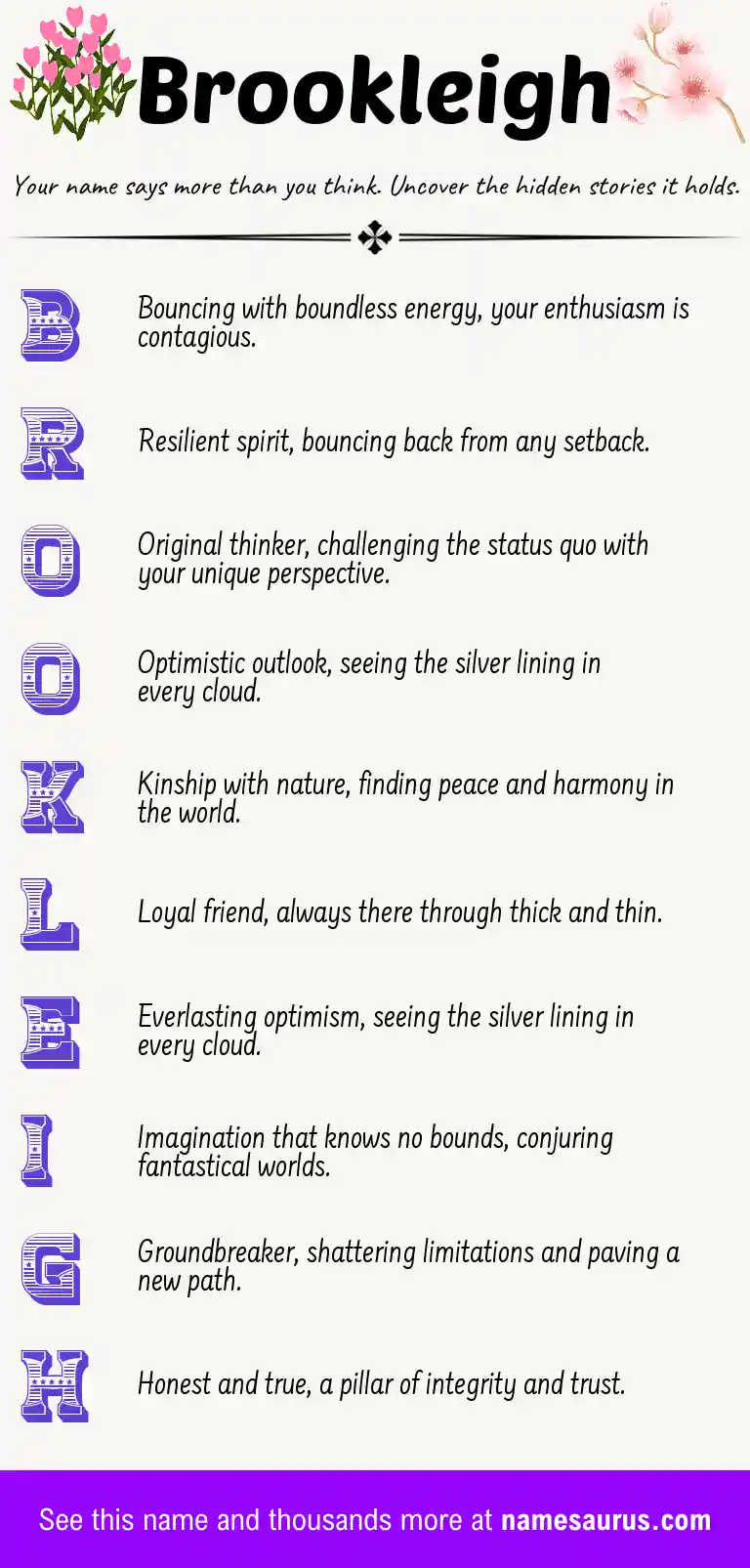 Acrostic poem about Brookleigh.