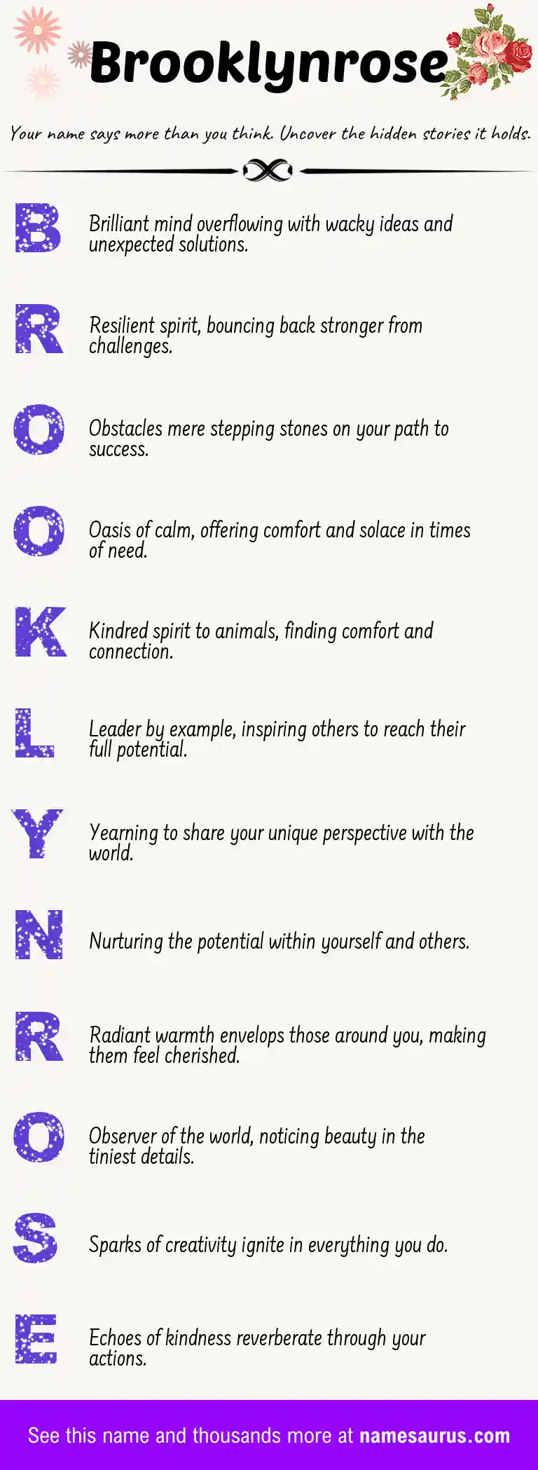 Acrostic poem about Brooklynrose.