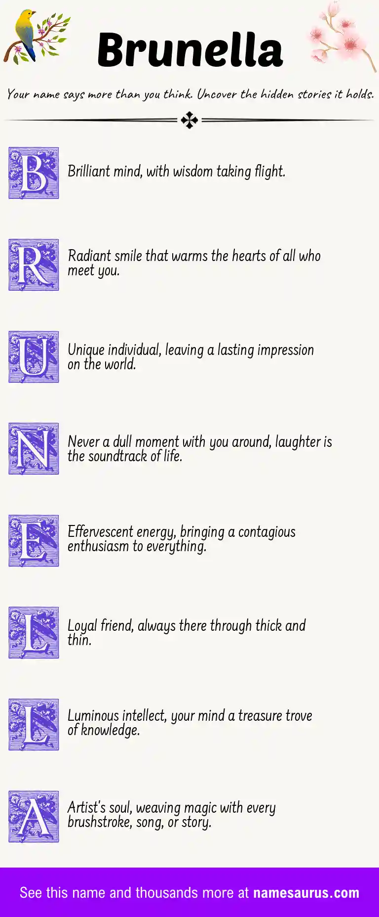 Acrostic poem about Brunella.