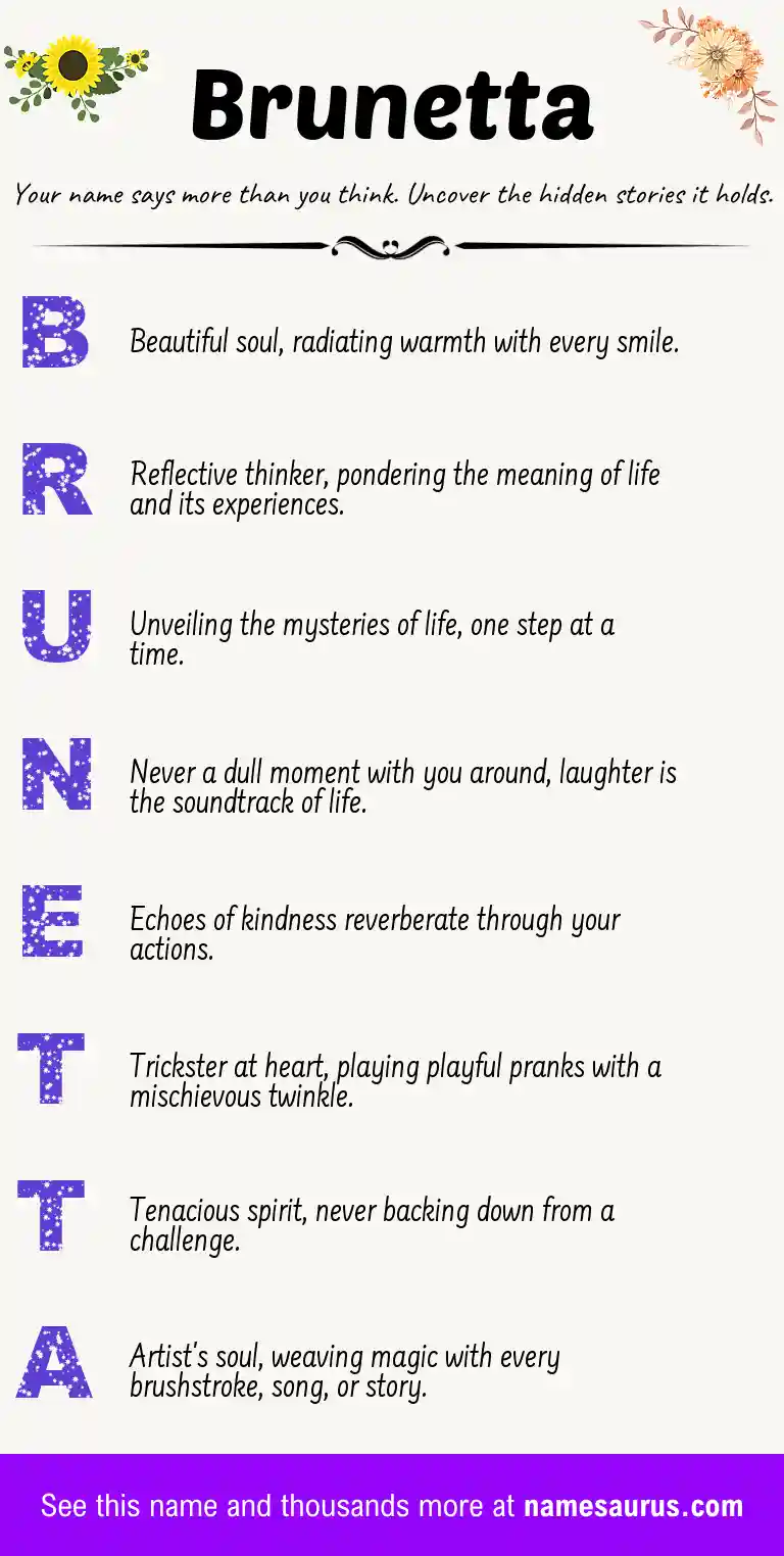 Acrostic poem about Brunetta.
