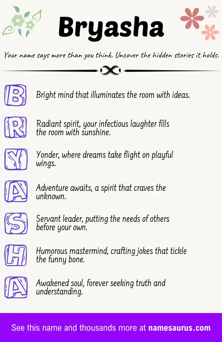 Acrostic poem about Bryasha.