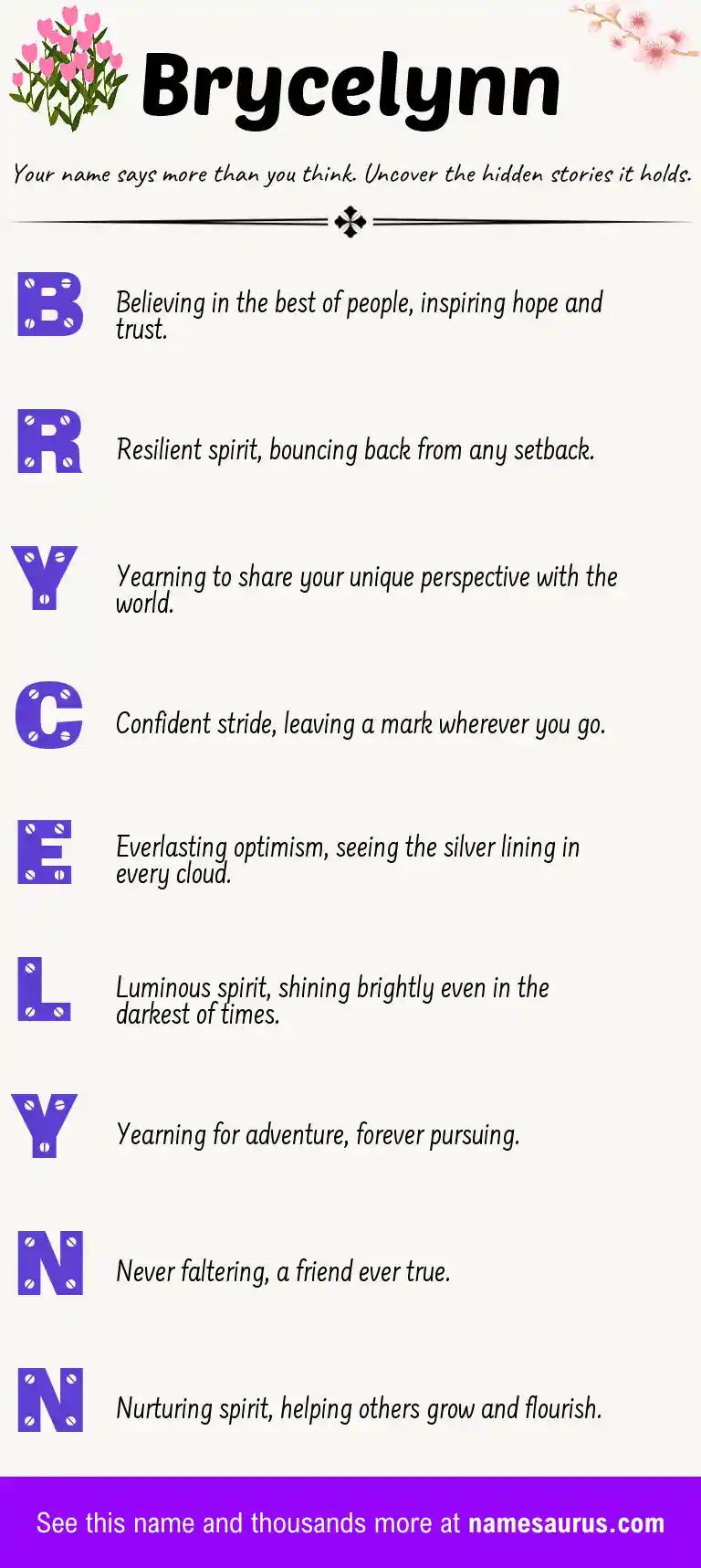 Acrostic poem about Brycelynn.