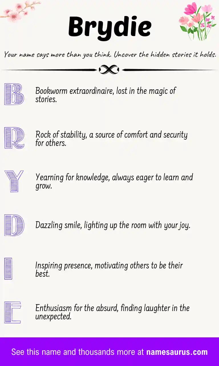 Acrostic poem about Brydie.