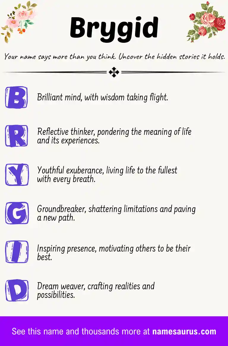 Acrostic poem about Brygid.