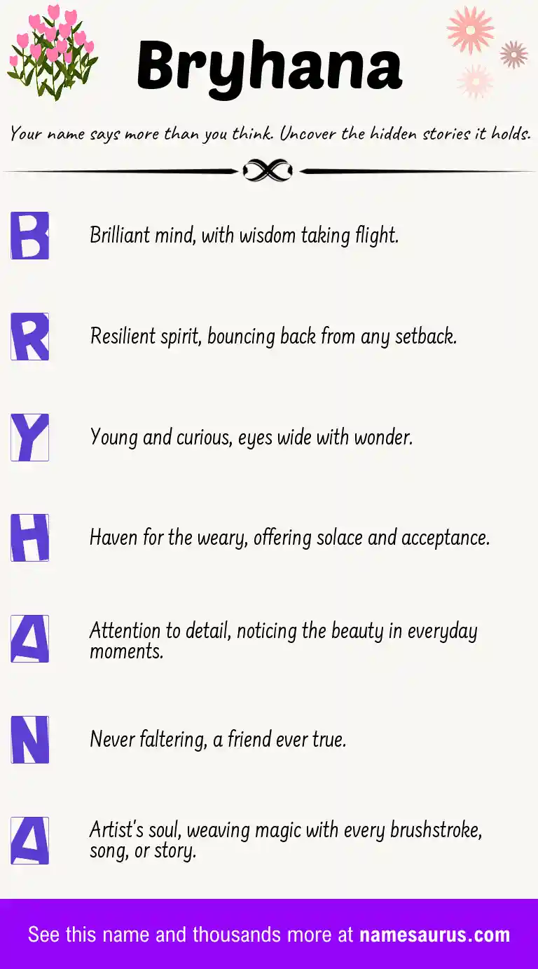 Acrostic poem about Bryhana.