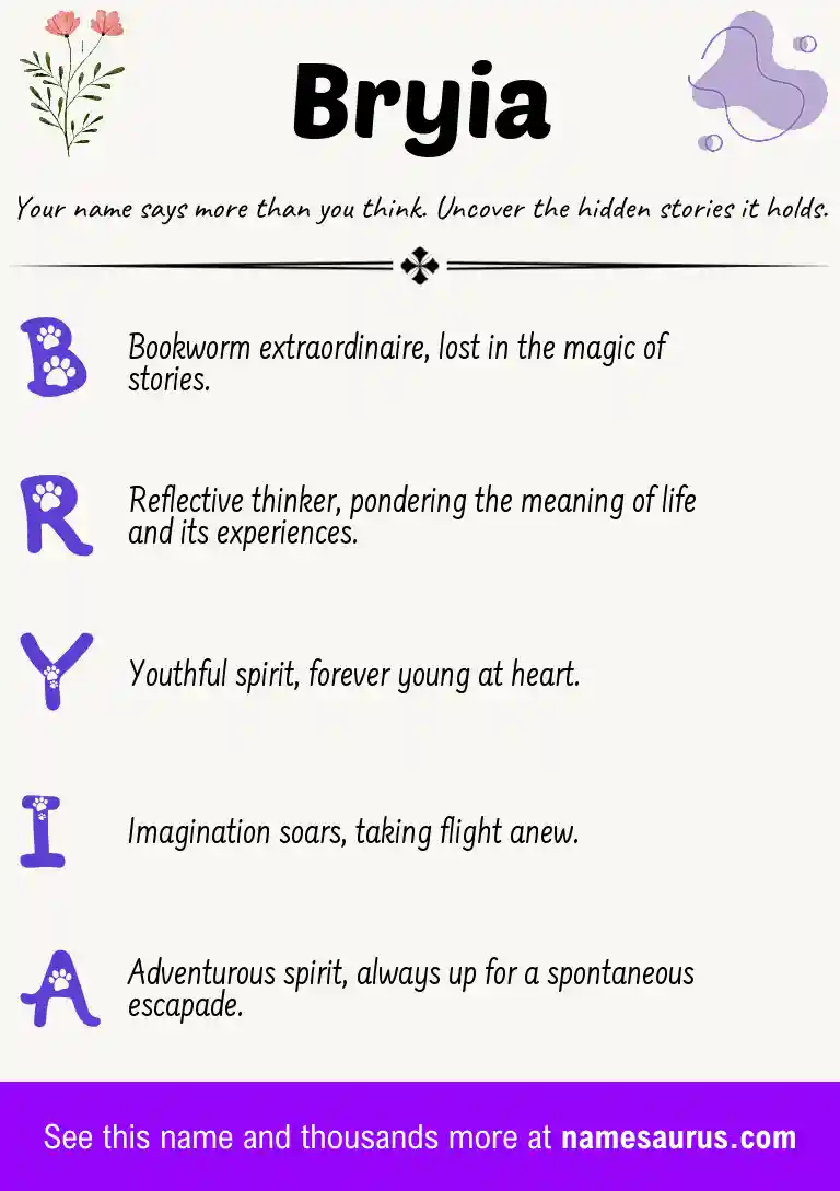 Acrostic poem about Bryia.