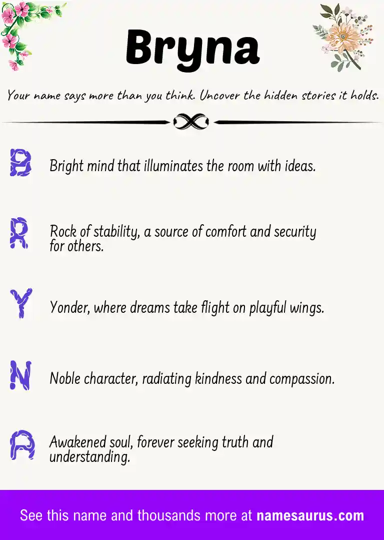 Acrostic poem about Bryna.