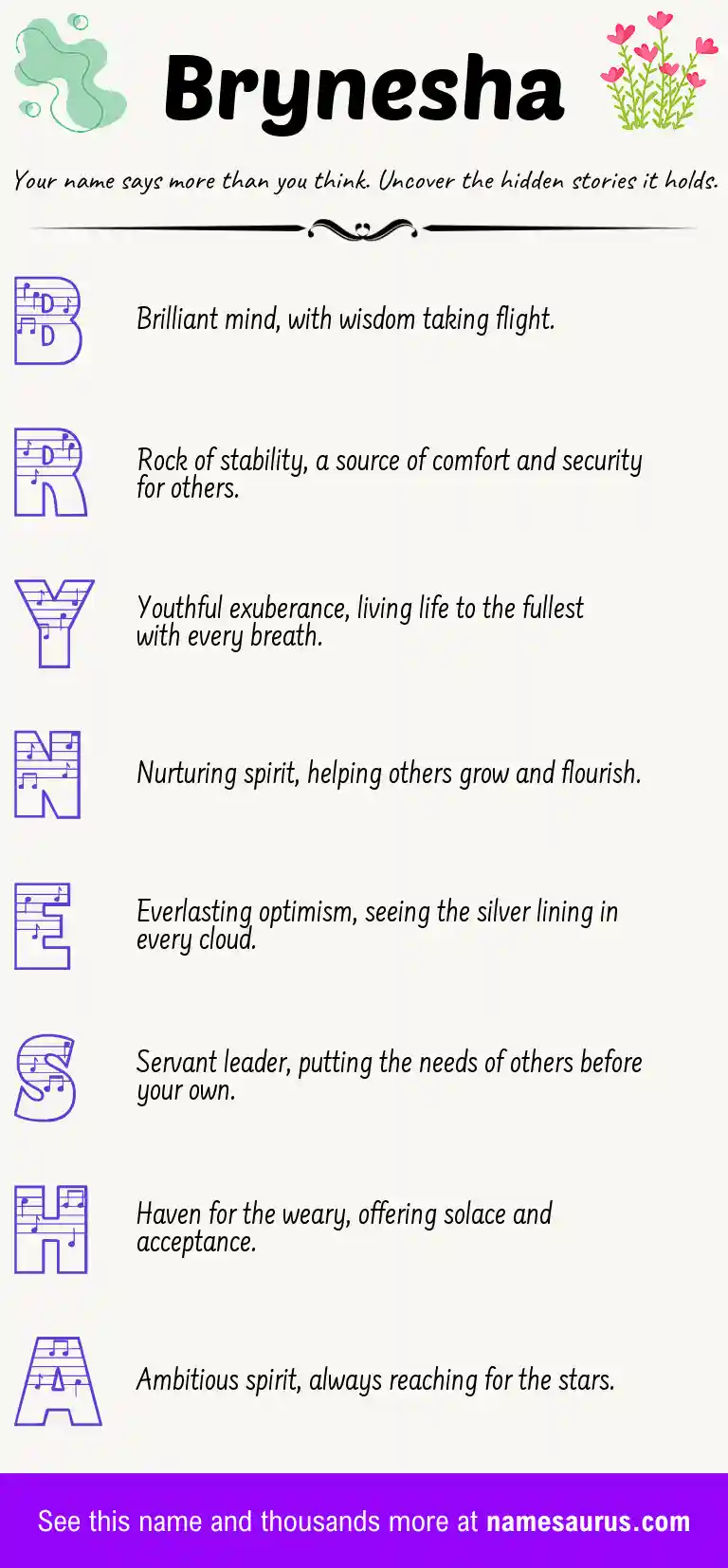 Acrostic poem about Brynesha.
