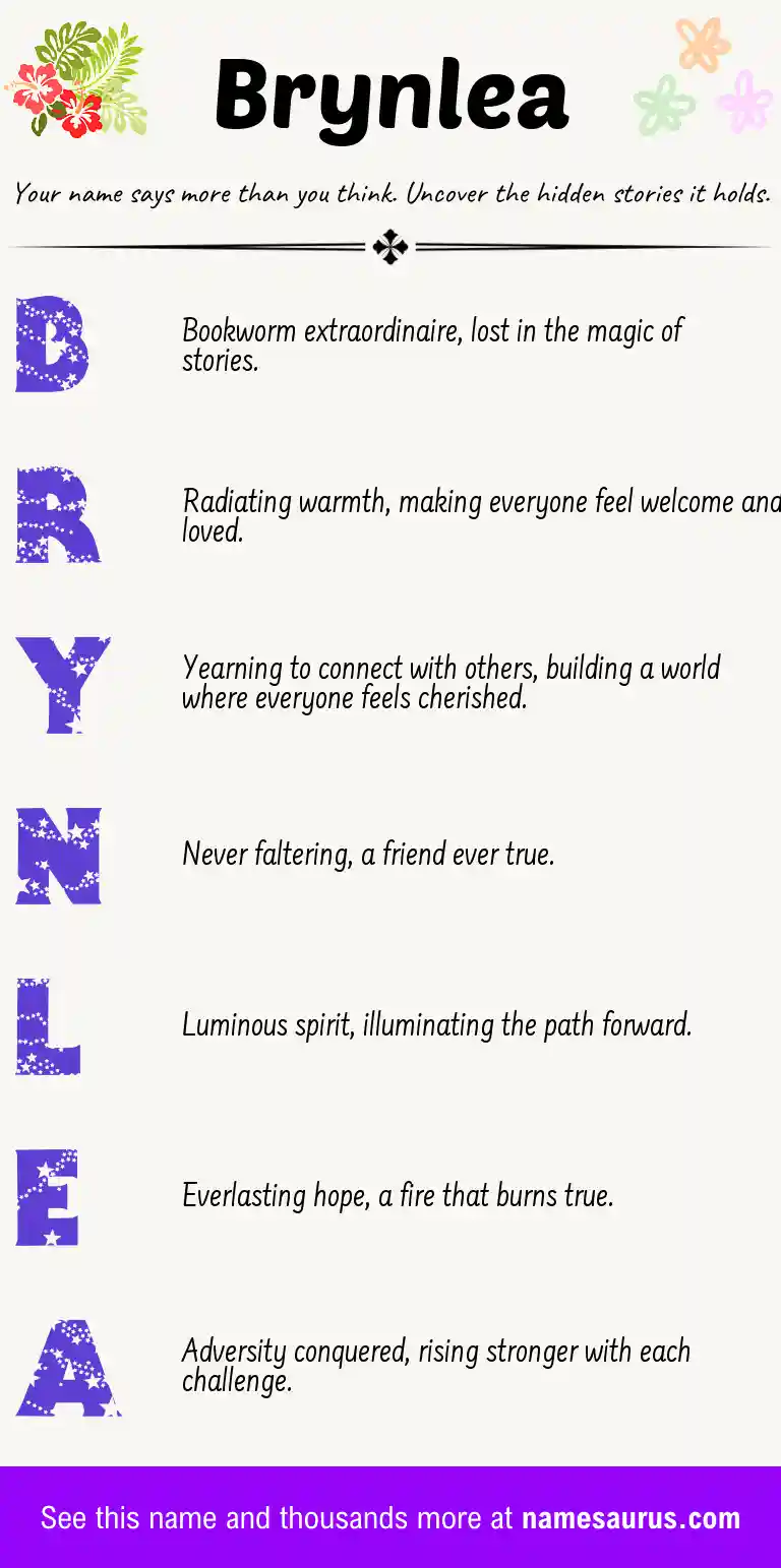 Acrostic poem about Brynlea.