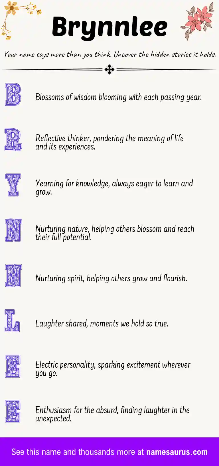 Acrostic poem about Brynnlee.