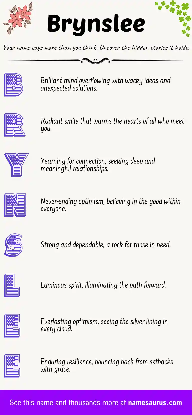 Acrostic poem about Brynslee.