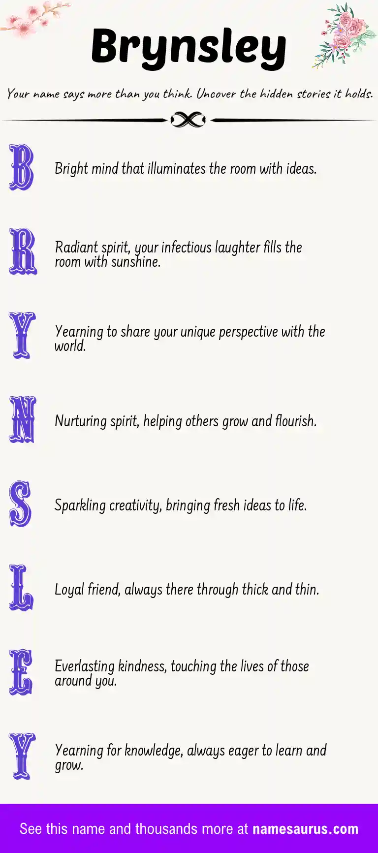Acrostic poem about Brynsley.