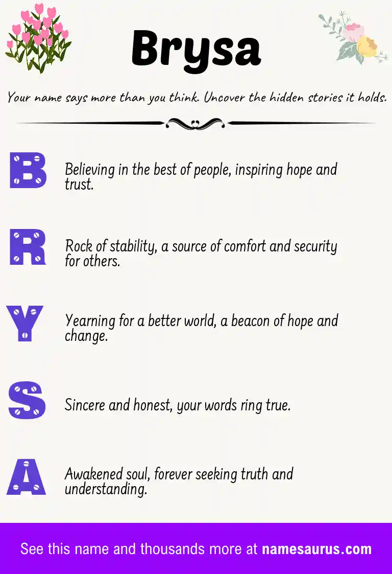 Acrostic poem about Brysa.