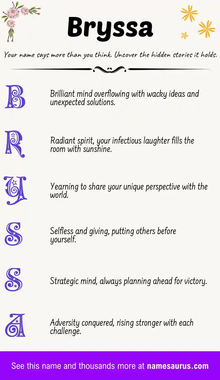 Acrostic poem about Bryssa.