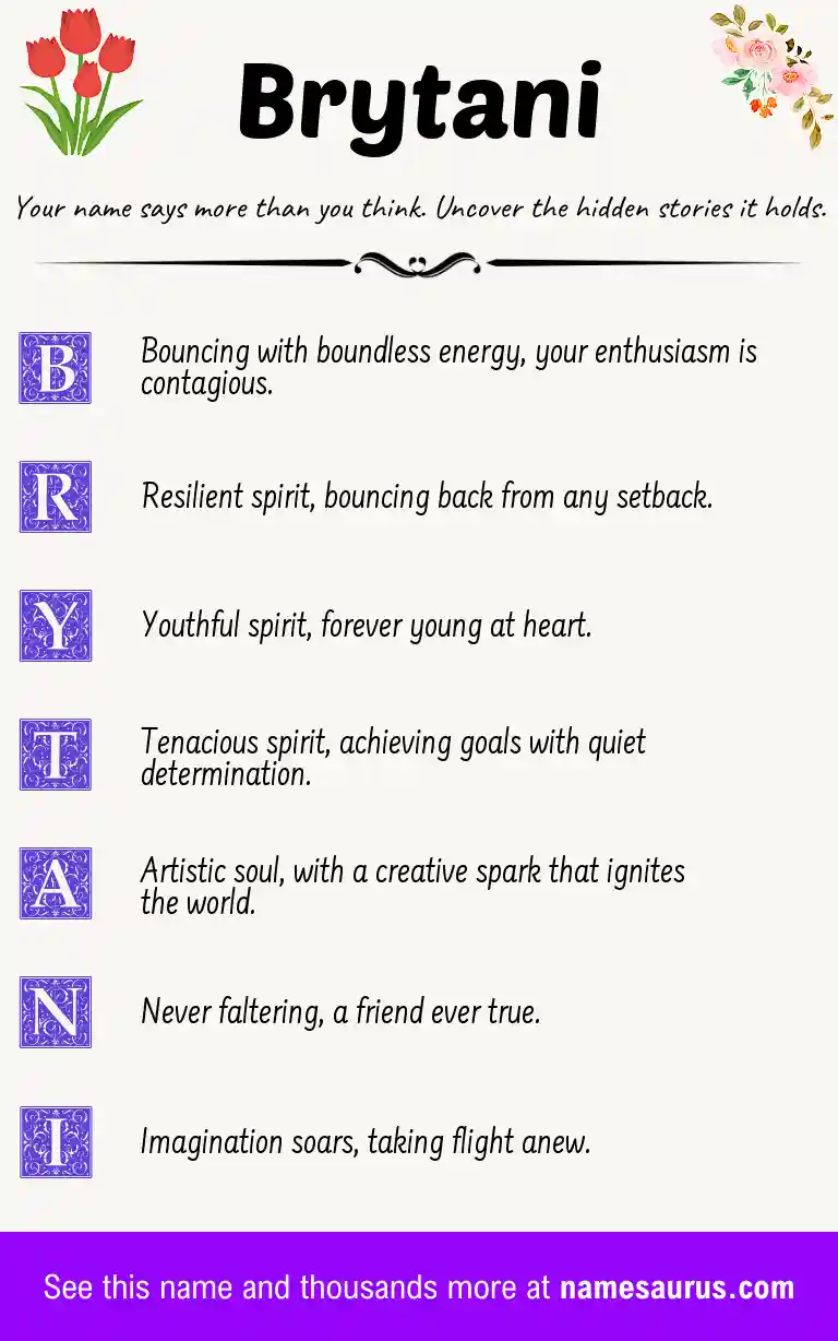Acrostic poem about Brytani.