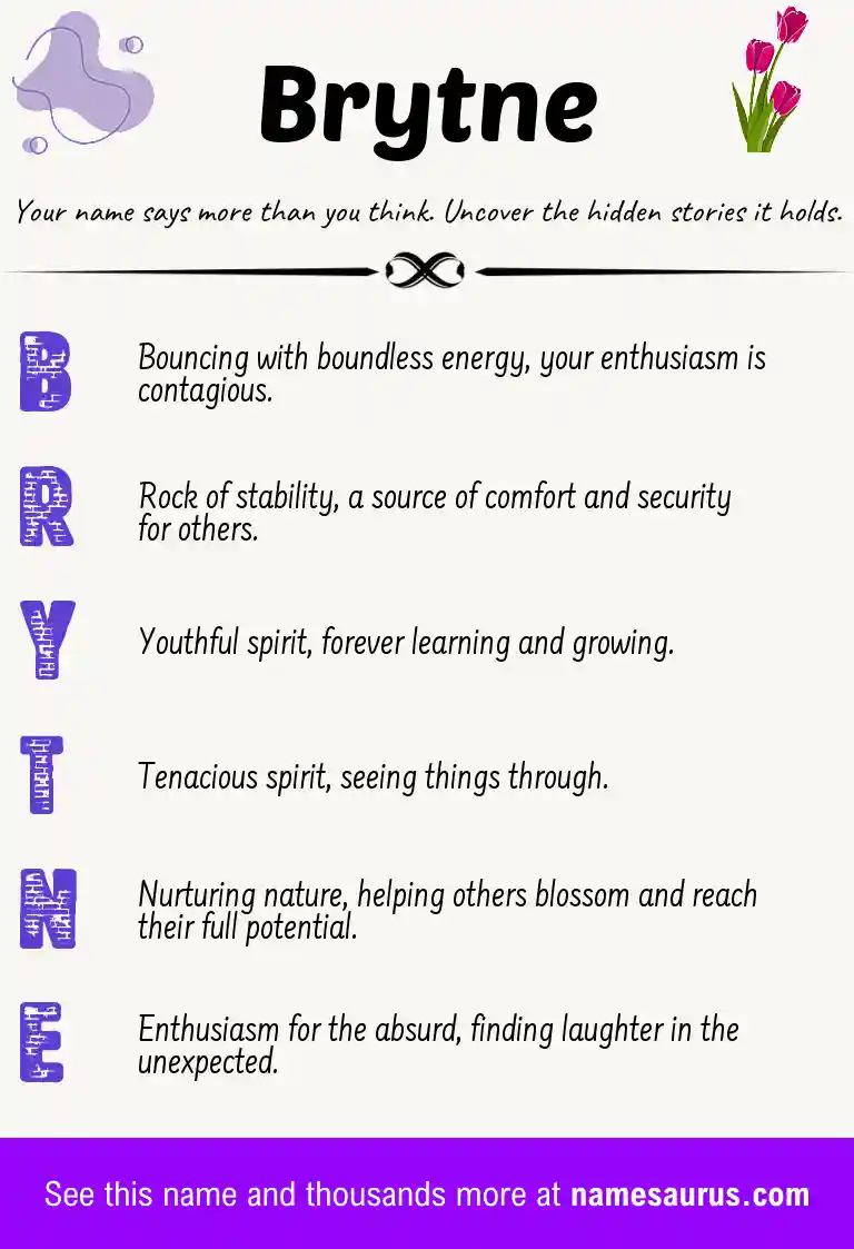 Acrostic poem about Brytne.