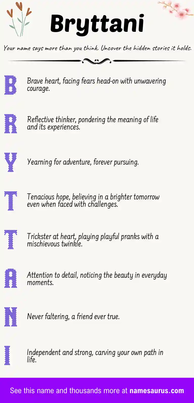 Acrostic poem about Bryttani.
