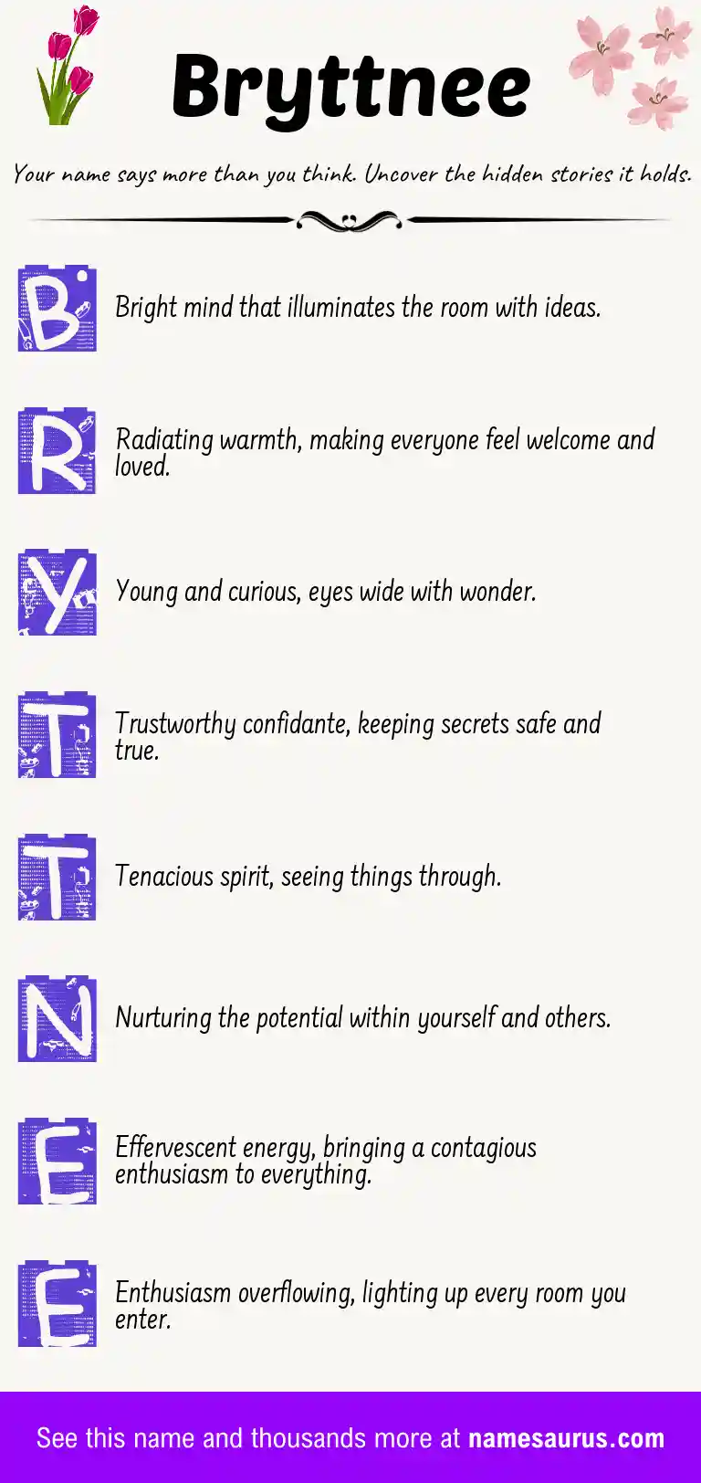 Acrostic poem about Bryttnee.
