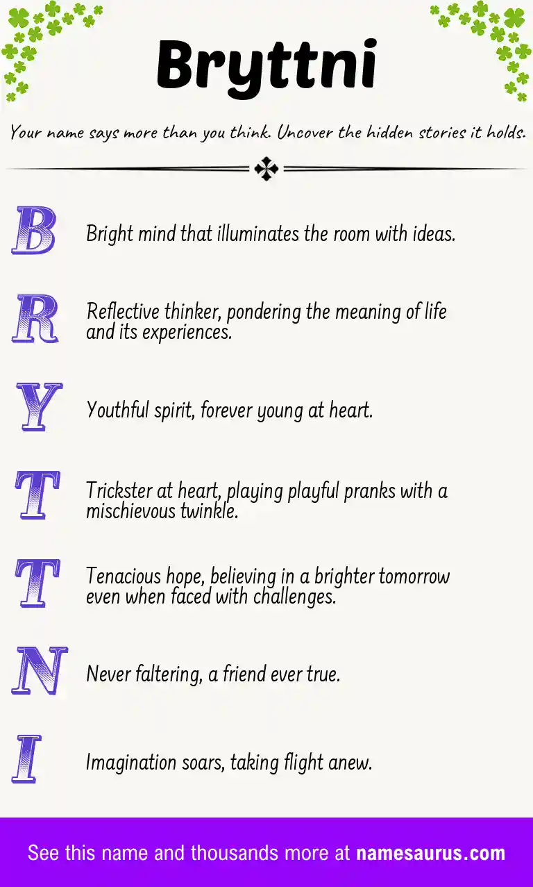 Acrostic poem about Bryttni.