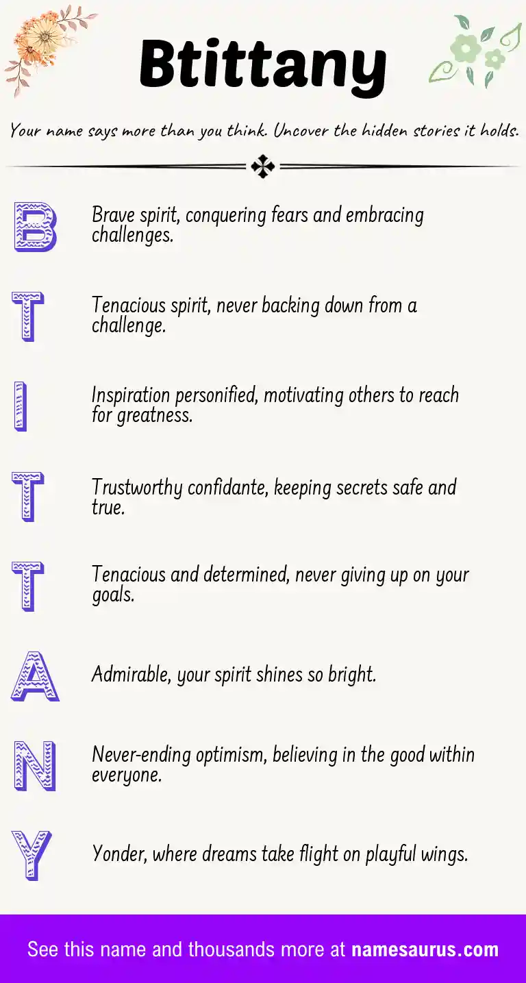 Acrostic poem about Btittany.