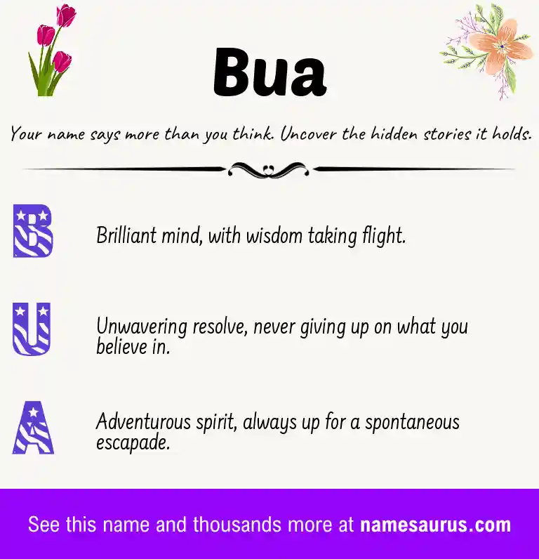 Acrostic poem about Bua.