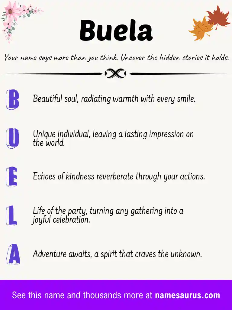 Acrostic poem about Buela.