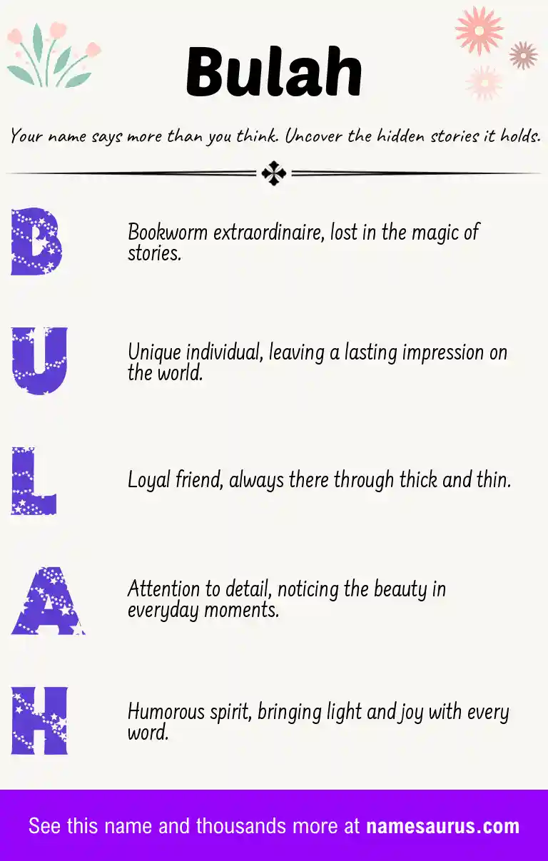 Acrostic poem about Bulah.