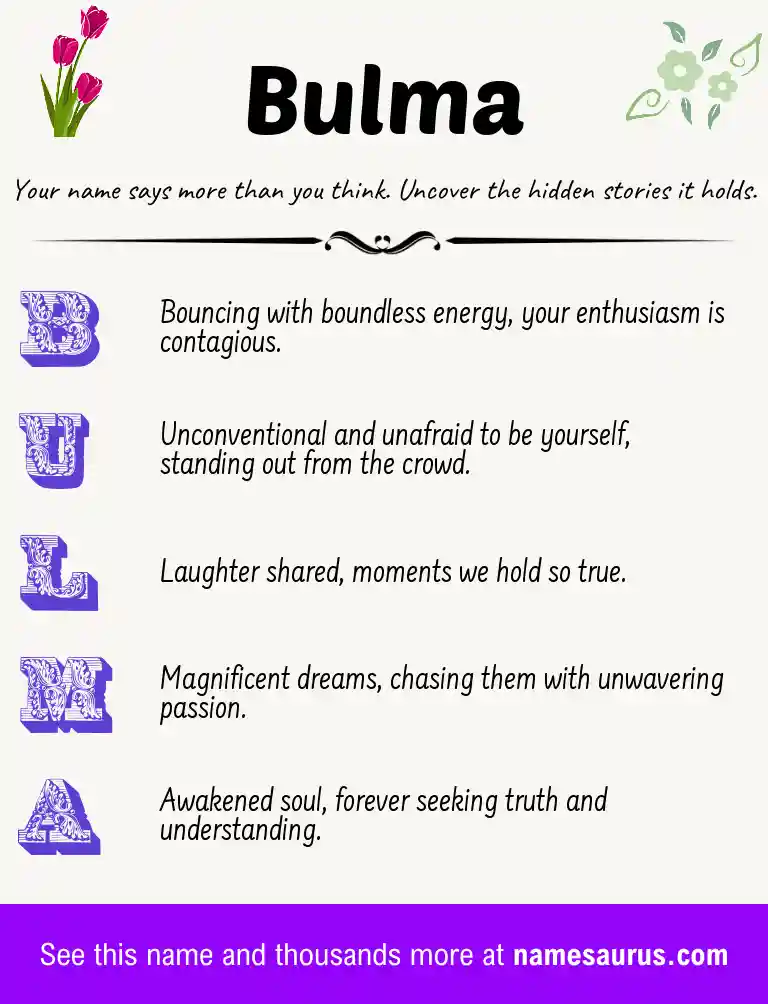 Acrostic poem about Bulma.