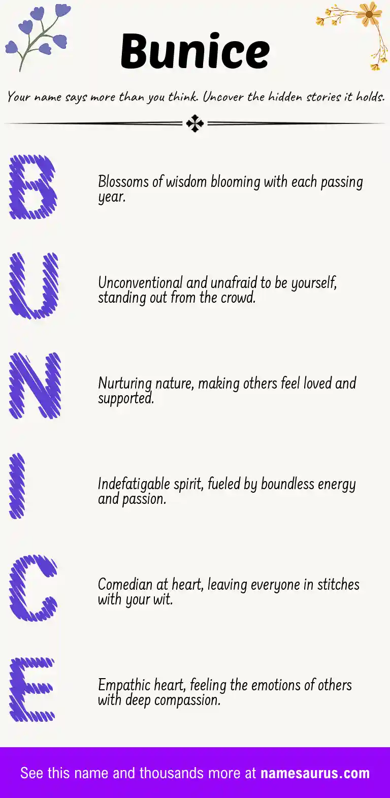 Acrostic poem about Bunice.