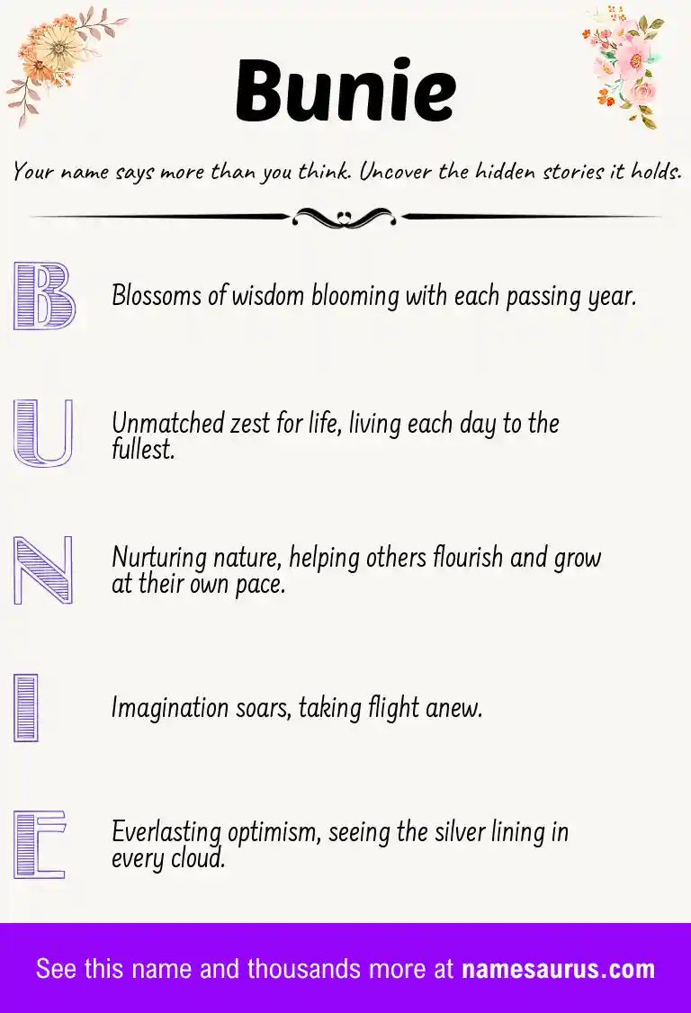 Acrostic poem about Bunie.