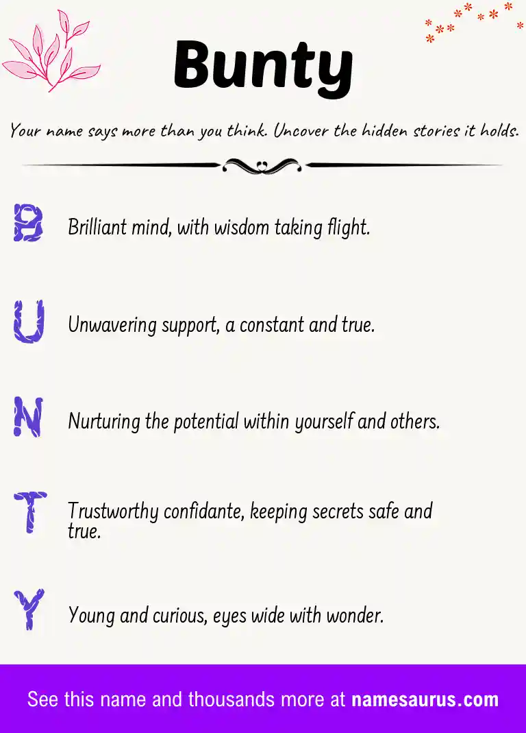 Acrostic poem about Bunty.