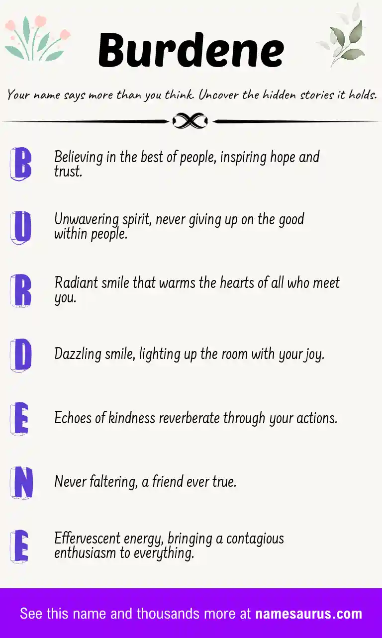 Acrostic poem about Burdene.
