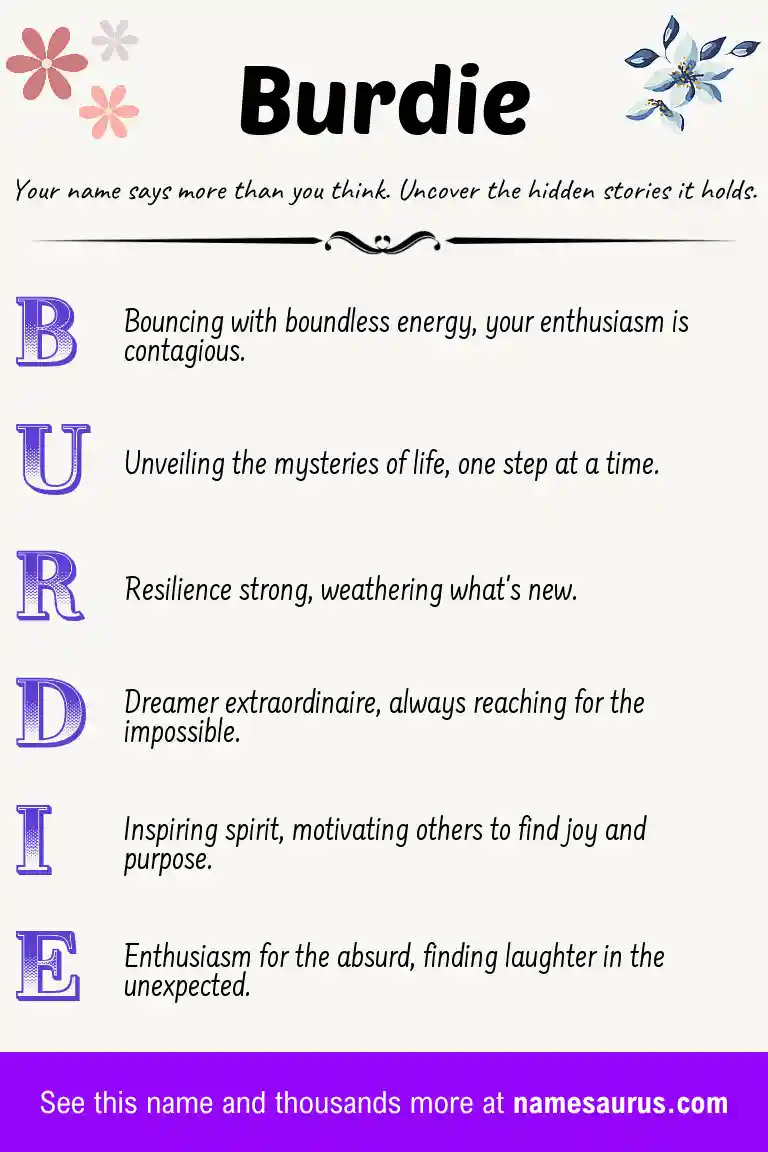 Acrostic poem about Burdie.