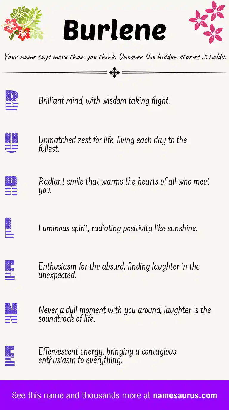 Acrostic poem about Burlene.