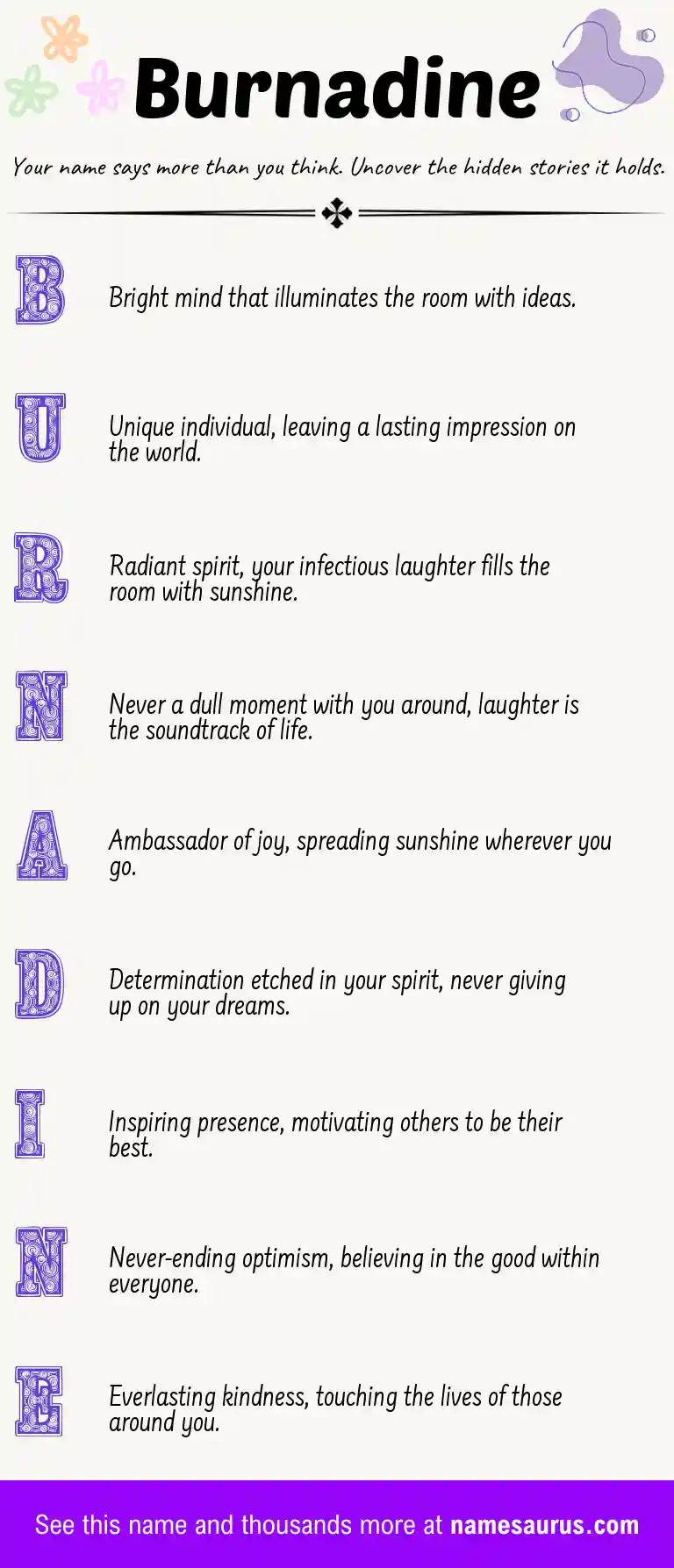 Acrostic poem about Burnadine.
